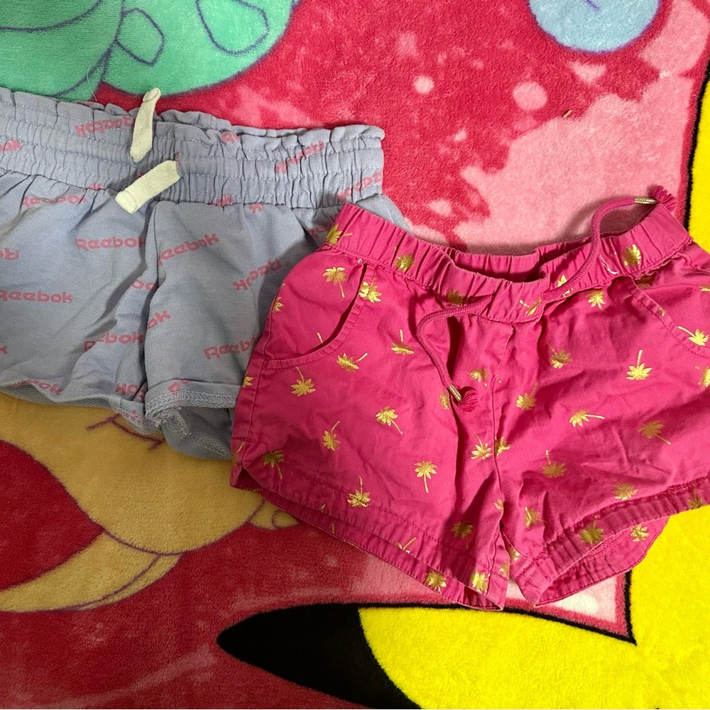 Reebok Pink and Gray Active Shorts with Elastic Waist